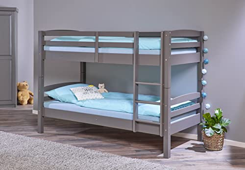 möbelando Etagenbett Lavius aus Massivholz in Grau. Abmessungen (BxHxT) 212x146,5x98,5 cm