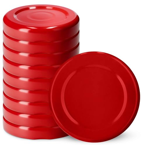 KADAX 10er Set Schraubdeckel TO38 für Gläser 38mm Rot – Twist-Off Ersatzdeckel für kleine Flaschen & Gewürzgläser, Luftdicht & Spülmaschinenfest