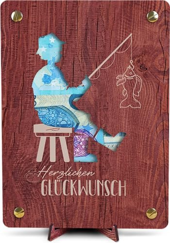 Geschenke für Angler - XL Geldgeschenk aus Holz inkl. Ständer | Angeler Geschenk, Angel Geschenke für Männer, Geldgeschenke, Angeln, Geldgeschenk Geburtstag, Geburtstagskarte