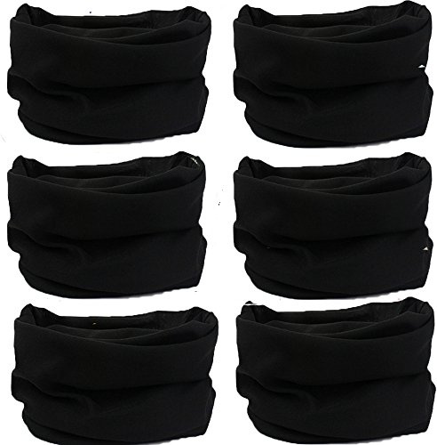 Venswell Neck Gaiter Face Mask Men Women,Seamless Bandana Rave Face Cover Scarf Mask,Balaclava,Headband, Head Wrap,Headwear (A-Solid Black Series)