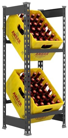 Simonrack Getränkekistenregal, 4 Kästen, Flaschenregal, Getränkekistenhalter, Kistenregal, Blau - Simonbottle