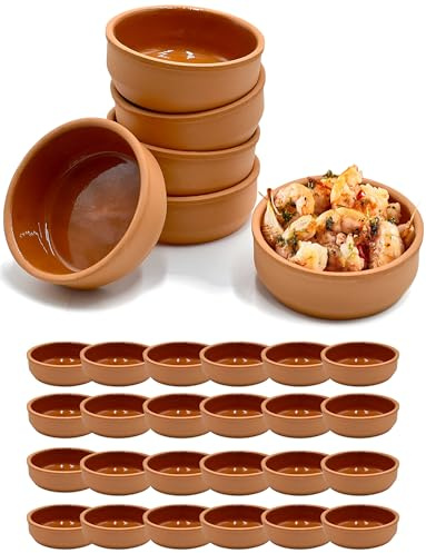 Stephans Möbelbörse Tapas Schalen Braun | Auflaufformen aus Ton | Cazuela Schale | Schälchen | Mediterran |Tonschalen Braun Ø11,5cm (24)