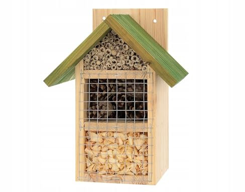 MAZUR Insektenhotel Groß aus Holz | Insektenhaus | Nisthilfe und Schutz | Nützlinge | Naturbelassenes Bienenhotel | für Verschiedene Fluginsekten, Schmetterlinge, Marienkäfer | Hand Made in Europa
