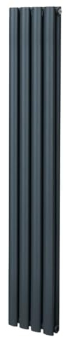 Radiateur à Colonne Ovale 1600mm x 240mm, Chauffage Moderne Vertical à Tube Ovale en Acier au Carbone Gris Anthracite Mat, Cuisine Salon Salle de Bain [Brosse, Attaches Murales & Supports INCLUS]