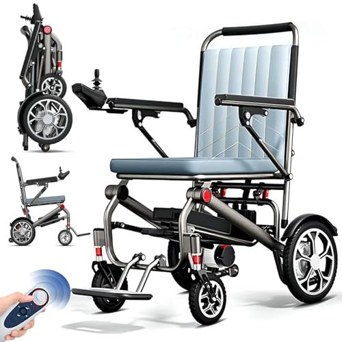 Bueuwe Leicht Rollstuhl Elektrisch Faltbar Elektrorollstuhl, Rollstuhl Elektrisch Tragbarer für Erwachsene und Senioren, Tragfähigkeit 150 kg, 14.9 kg, Elektrische Rollstühle für die Wohnung,30ah