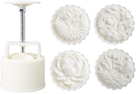 3D Mold Set 150g 200g Flower Fish Patterns Moon Cake Mold Press Safe Cookie Mold For Mid-Autumn Festival Mold Stamp 150g Press Mold 200g