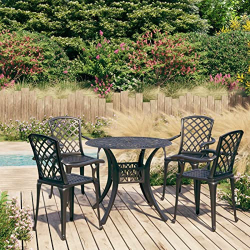 Homgoday 5-teiliges Bistro-Set Aluguss schwarz Outdoor Möbel Sets Möbel