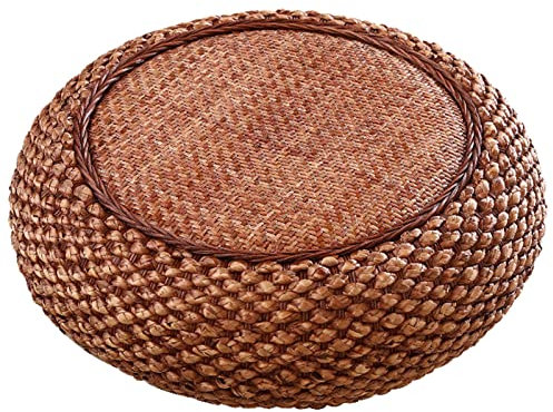 Handgefertigter Sitzhocker aus Stroh-Rattan, für Meditation, Zen, Yoga, Praxis, handgewebt, gestrickt, Boden-Sitz-Pouf-Matte, braun, 40 x 17 cm