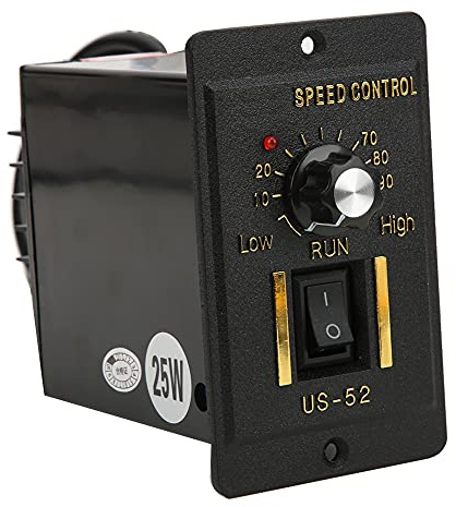 50/60Hz Motor Speed Controller US-52 CW/CCW Gear Motor Speed Control Switch with Potentiometer Threaded Knob AC220V (25W)