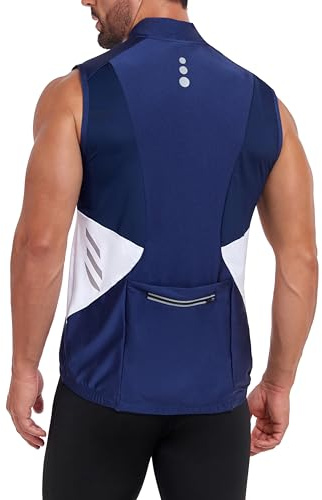 Little Donkey Andy Men's Half Zip Breathable Cycling Vests Reflective Sleeveless Jerseys Lightweight Bicycle Running Royal Blue L