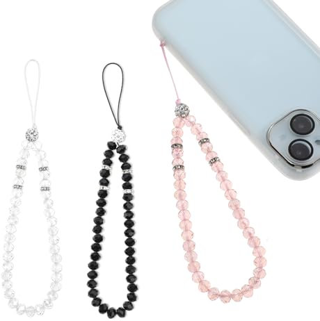 JJUNW 3Stück Universal Handykette, Handy Lanyard, Handgelenk Handyanhänger Kurz Handy Perlen Schlüsselband Handy-Lanyard-Charms mit jedem Handy Smartphone und Handy Hülle