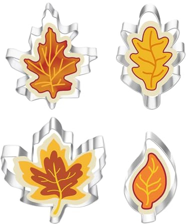 FSSTUD Lot de 4 petits emporte-pièces en forme de feuille de chêne d'automne - Moules à biscuits en forme de feuille d'érable - Mini emporte-pièces en forme de feuille d'érable - Moule à sandwich -