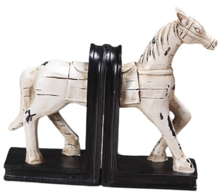 perfk Buchstütze aus Kunstharz, Pferd, Buchhalter, Figur, rutschfest, kreativ, dekorative Buchstützen, Pferd, Buchständer für Lesezimmer, Zuhause,
