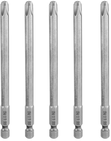 QUARKZMAN 5Pcs #3 Embout de Tournevis Phillips Ph3 1/4 Tige Hexagonale 4.33 (110mm) Long Acier S2 Magnétiqueembout de Tournevis Cruciforme pour Perceuse Électrique 0.236 (6mm) Tige