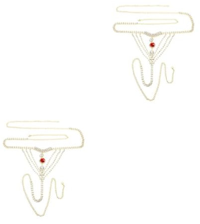 OATIPHO 2stücke Körperkette Mit Strass Elegante Unterwäsche Für Damen Nachtclub Tanz Funkelnde Kristall-accessoires Für Partys Und Romantische Anlässe