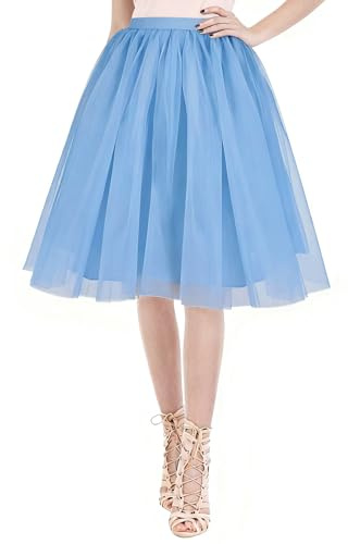 AUYAO Falda Tul Mujer, Falda Corta Mujer Cintura Elástica, Falda Tul Multicapa Tutu, Falda Casual, Disfraces de Princesa de Elegante Vintage para Ballet Prom Cosplay Fiesta Carnaval