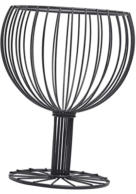 CIYODO Cesta De Frutas De Hierro Con Forma De Copa De Vino Almacenamiento Multifuncional Para Aperitivos Y Postres Para Cocina Y Decoración Del Hogar Negro