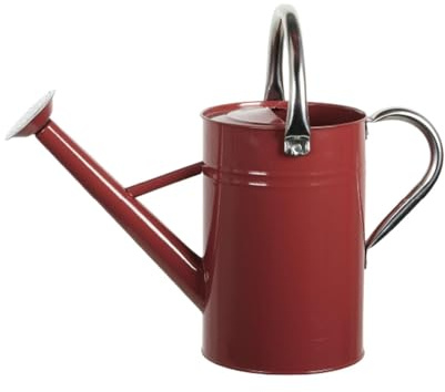 perfk​ Edelstahl-Gießkanne mit abnehmbarem Ausguss – Rostfreie Metallgießkanne für Innen & Außen, ergonomischer Griff für Pflanzen & Blumen​, 5 l, Feinsprüher, Rot