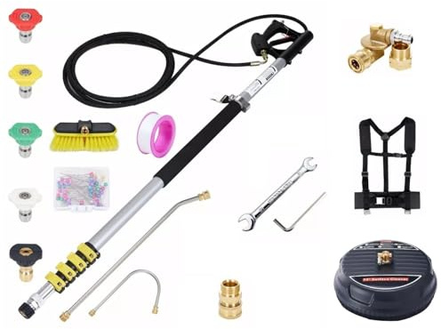 24 FT Roof Window Drains Fascia Cleaner Pressure Washer Telescopic Lance Full Set (Pressure Washer Telescoping Wand)