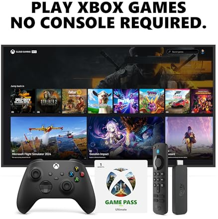 Amazon Fire TV Stick 4K + Xbox Carbon Black Controller + 1 Month Game Pass Ultimate