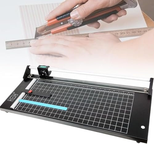Cortadora de papel de 24' con construcción de acero resistente y cuchillas afiladas for una protección segura del papel, con guía de corte transparente, ideal for oficinas y escuelas.