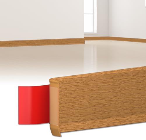 LIHIQIYA Rodapies Autoadhesivo Ancho Pvc Flexible Roble Amarillo 80x20mm 6M | Rodapie PVC Adhesivo Zocalos Autoadhesivos, Embellecedor Encimera Cocina, Zocalo Rodapié Plegable Cinta para Cocina Baño