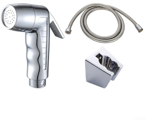 Allthingstore Handbrause Set mit ABS Kunststoff 1/5.1 cm Duschkopf mit Ein-/Aus-Pause Schalter und 1,5 m auslaufsicherem Schlauch mit Haken