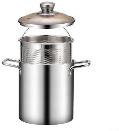 NbgrvB Plus - Olla de acero inoxidable para freír, con asas de cocina de acero inoxidable, freidora para verduras multiusos compatible con carne