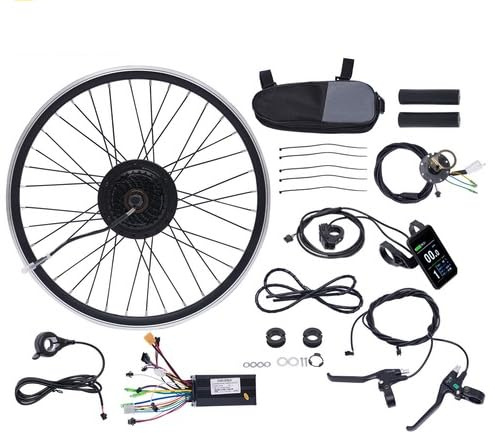 EUAIIPull Kit de conversion pour vélo électrique 24 36 V 500 W - Moteur arrière - 30-35 km/h - Écran LCD - Kit de mise à niveau de vélo avec 5 vitesses réglables