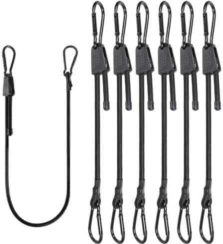 Spänngummi med karbinhake, justerbar expander med krok, set om 6, expander med rostfri snäppklämma, latexgummispännare för solsegel, tarps, trädgård, cykel, bil, laddning