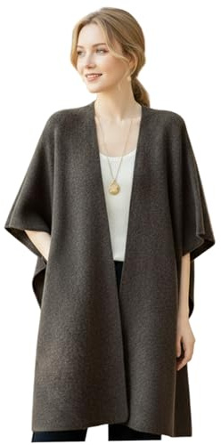 Licsaliwe Poncho de lana para mujer, chal de lana suave y cálido para mujer, capa acogedora de talla única