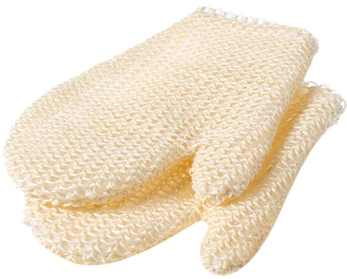 Ciieeo 2pcs Body Exfoliating Mitts Bath Gloves Made of Whole Sisal Hemp, Reusable and Creates Rich Foam, for Deep Skin Scrubbing and Bathing Care, Unisex Adult Bathing Accessories