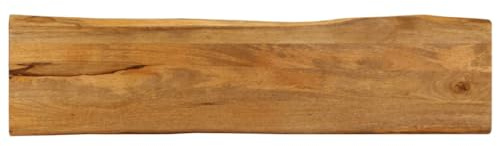 Hoopleep Table Top with Tree Edge 180 x 40 x 2.5 cm, Solid Mango Wood, Oak Look, Rustic Wooden Top for Dining Table, Desk or Counter