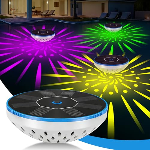 Solar Poolbeleuchtung Unterwasser Akku mit Fernbedienung, LED Pool Lichter mit Bunten Lichtershow, IPX8 Wasserdichter Whirlpool Lichter, Whirlpool Pool Beleuchtung Unterwasser für Spa Badewannen