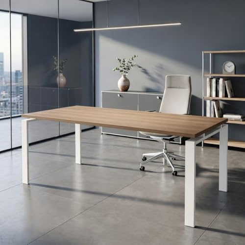 OFIFACTORY Mesa Oficina Profesional | Escritorio Madera con Tablero de Melamina 25 mm para Despacho, Teletrabajo, Ordenador o Estudio | Mesa Ordenador Escritorio Grande (Roble, 180X80)