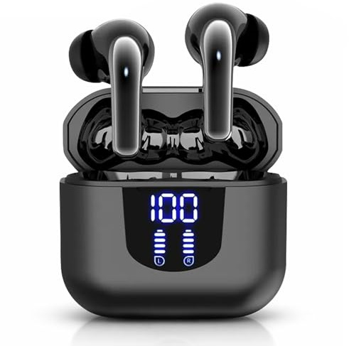 Auricolari wireless, cuffie in-ear Bluetooth 5.4 2026 con stereo HiFi e con microfono a cancellazione del rumore ENC a 4 canali, 48 ore di riproduzione, impermeabili IPX7 per Android, iOS e Windows