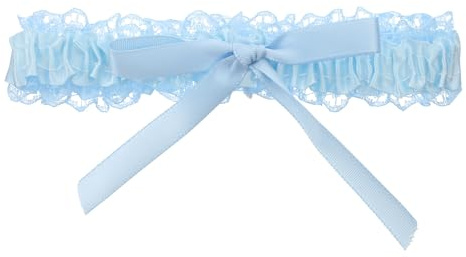 Nogeqi Blue Garters for Bride, Wedding Garter for Bride, Lace Bridal Garter Elastic Ribbons for Wedding Accessories Something Blue Gift for Women Girls