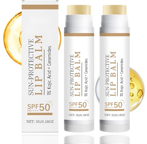 2 Pcs Natural Tinted Lip Balm with SPF 50 PA++++, Moisturizing Lip Balm SPF 50, Repairs & Brightens Dark Lips Sunscreen SPF50 lip balm Stick for Men & Women