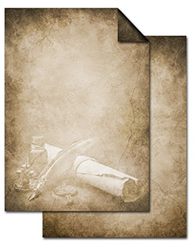 Logbuch-Verlag 50 Blatt Briefpapier rustikal vintage DIN A4 Druckerpapier naturfarben beige antik alt 100g