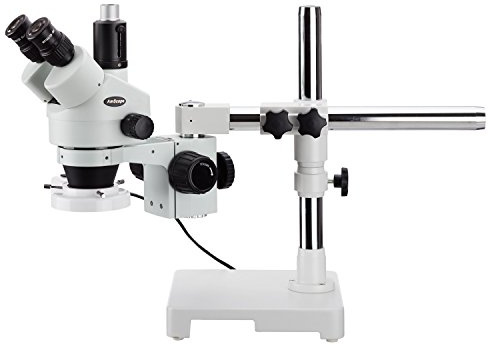 AmScope - 7X-90X Trinocular Zoom Stereo Microscope with Boom Stand and Fluorescent Ring Light - SM-3TY-FRL