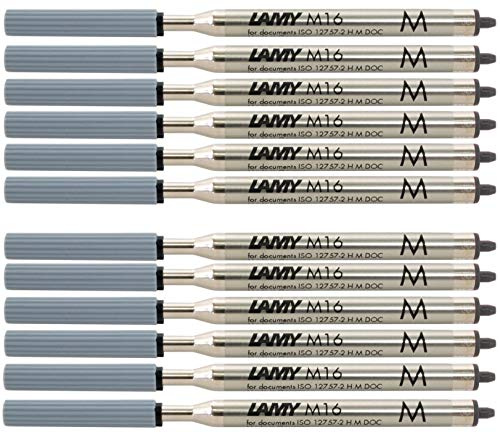 Lamy Kugelschreiber-Groraummine aus Metall, dokumentenecht, Strichbreite: M, Metallmine mit einer Strichbreite von 0,5 mm und einem Taschen Clip fr eine sichere Befestigung, Schwarz, 12er Pack