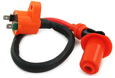 Area1 Tuning Zündspule für Speedfight 3/4 50ccm (2Pin, 2T/4T) - Motorrad - 2 Stecker - Hochleistungs-Zündkabel & Zündkerzenstecker - 33.000V Zündspannung