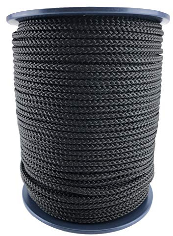 RopeServices UK 8mm Black Polypropylene Braided Poly Rope Cord x 50 Metre Strong String