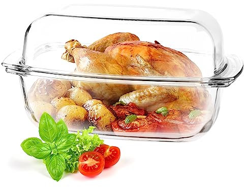 KADAX Auflaufform 7 L aus hitzebeständigem Glas – rechteckige Glasform zum Braten & Backen, feuerfestes Gefäß für Lasagne, Gemüseauflauf, Fleischgerichte & mehr, ofenfest & spülmaschinengeeignet