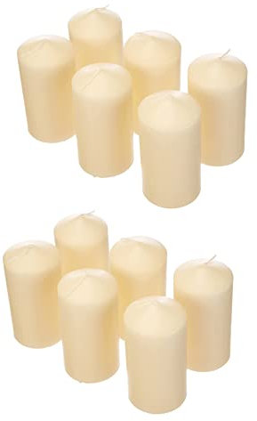 Papstar Stumpenkerzen/Säulenkerzen creme, (12 Stück), Abmessungen 6 x 11.5 cm, für Haushalt, Feiern und Gastronomie, Brenndauer: ca. 24 Stunden (12 Kerzen)