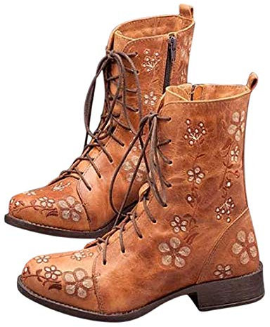 Stivaletti Donna Cowboy Scamosciati Morbidi Ankle Chelsea Boots Eleganti Bassi Autunnali Invernali Stringati Anfibi Stivaletti Pelle con Tacco Comode Chunky Stivali Calzino