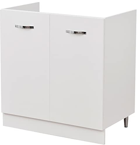 Shally Dogan Mobile Sottolavello per Cucina 2 Ante componibile Mobiletto base da 80 per lavello (80 x 50 x 85 cm, Bianco)