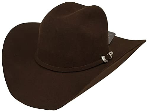 Modestone Traditioneller Cowboyhut aus echtem Wollfilz, Cattleman, Braun, Braun, 7.375