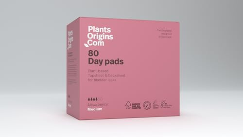 PlantsOrigins - Biobasierte, atmungsaktive, ultradünne Inkontinenzbinden für Frauen, 80 Stück. Reduziert Rötungen, Hitze und Reizungen. AllergyCertified. Hergestellt von einem dänischen Unternehmen