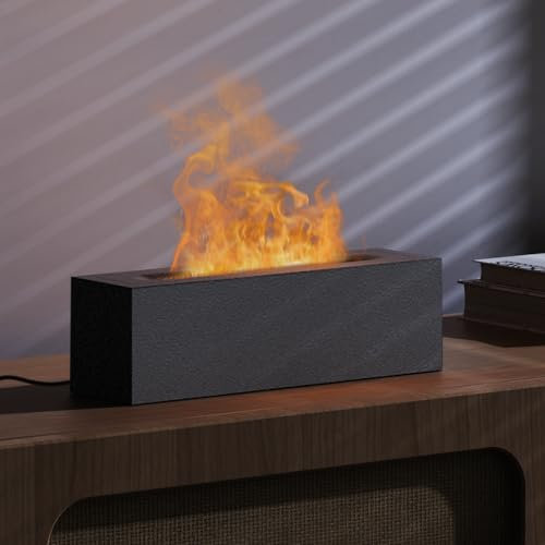 Shiawase Diffusore di Oli Essenziali con Effetto Fiamma, Umidificatore 200ML, 3 in 1 Diffusore Ambiente, Diffusore di Aromi di Fuoco, Luce Regolabile, Spegnimento Automatico, Aromaterapia